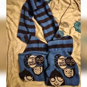 Marc by Marc Jacobs Blue and Black Striped Scarf Miss Marc Blue Balloon